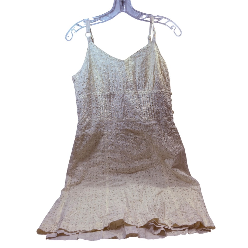 Luella Target Cream Eyelet Cotton Mini Dress‎ Sleeveless Size 15 Vintage Style